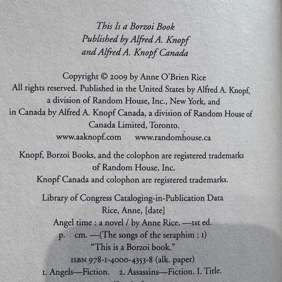 📚 Anne Rice – Angel Time (2009) Hardcover First Edition - Picture 11 of 16